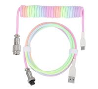 sourcing map 10 ft Coiled Keyboard Cable, Type-C to USB Detachable Aviation Cable with Durable Braided for Gaming Keyboard and Cellphone Rainbow Color