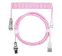 sourcing map 10 ft Coiled Keyboard Cable, Type-C to USB Detachable Aviation Cable with Durable Braided for Gaming Keyboard and Cellphone Pink