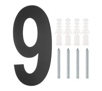 sourcing map 10 Inch Floating House Number, Stainless Steel Metal Modern House Number for Outside Address Sign for House with Nail Kit for Mailbox Yard Home Front Door (Number 9, Matte Black)