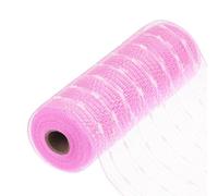 sourcing map 10 Inch Glitter Poly Burlap Mesh for Wreath, Decorative Mesh Fabric Ribbon 10 Yard for Fall Easter Christmas Flower Bow, Light Pink & White