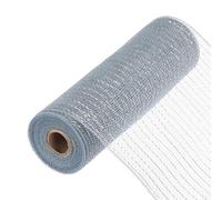 sourcing map 10 Inch Glitter Poly Burlap Mesh for Wreath, Decorative Mesh Fabric Ribbon 10 Yard for Fall Easter Christmas Flower Bow, Silver
