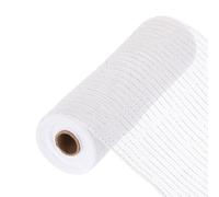 sourcing map 10 Inch Glitter Poly Burlap Mesh for Wreath, Decorative Mesh Fabric Ribbon 10 Yard for Fall Easter Christmas Flower Bow, White & Silver