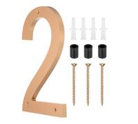 sourcing map 10 Inch Modern House Number, Acrylic Floating House Number for Outside Address Sign for House with Nail Kit for Mailbox Yard Home Front Door (Number 2, Gold Tone)