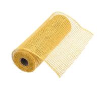 sourcing map 10 Inch Poly Burlap Mesh for Wreath, Decorative Mesh Fabric Ribbon 5 Yard for Christmas Flower Bow, Deep Yellow