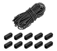 sourcing map 10 Meters/10.94 Yards Blinds Bead Chain Cord Plastic Ball Beaded Chain with 20 Pcs Chain Connectors for Bead Roller Blind, Black
