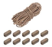 sourcing map 10 Meters/10.94 Yards Blinds Bead Chain Cord Plastic Ball Beaded Chain with 20 Pcs Chain Connectors for Bead Roller Blinds Brown