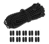 sourcing map 10 Meters (10.94 Yards) Roller Blind Bead Chain Cord Set POM Blinds Pull Bead Chain Accessories with 10Pcs Connectors Ball Beaded Chain Cord Holder Kit, Black