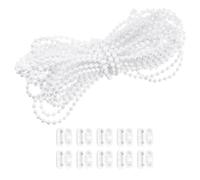sourcing map 10 Meters (10.94 Yards) Roller Blind Bead Chain Cord Set POM Blinds Pull Bead Chain Accessories with 10Pcs Connectors Ball Beaded Chain Cord Holder Kit, White
