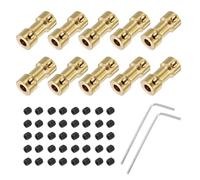 sourcing map 10 Pack 3.17mm to 5mm Brass Shaft Coupling Joint Connector with Screws and Hex Wrench Flexible Motor Shaft Coupler for Car Wheels Tires Shaft Motor