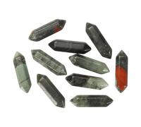 sourcing map 10 Pack African Bloodstone Quartz Crystals, Polished Crystals Bulk Hexagonal Shaped Meditation Gemstone for Jewelry Making Energy Balance Accessories Gifts