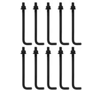 sourcing map 10 Pack Anchors Bolt, 3/8"-16 x 6" L-Shape Foundation Bolts Carbon Steel Galvanized L-Bolts with Nuts and Washers for Concrete Pad Pouring Wood Projects, Black