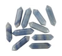 sourcing map 10 Pack Blue Aventurine Quartz Crystals, Polished Crystals Bulk Hexagonal Shaped Meditation Gemstone for Jewelry Making Energy Balance Accessories Gifts