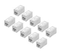 sourcing map 10 Pack Cat 6 Ethernet Coupler, RJ45 Cat6 Shielded Coupler Jacks Female to Female Ethernet Adapter, Silver, 16x18x30mm