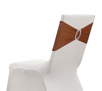 sourcing map 10 Pack Chair Sashes, Stretch Chair Cover Band with Buckle Slider Polyester Bows Cover Band Universal Elastic Ties for Wedding Party Ceremony Event Decorations, Light Brown