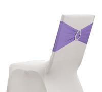 sourcing map 10 Pack Chair Sashes, Stretch Chair Cover Band with Buckle Slider Polyester Bows Cover Band Universal Elastic Ties for Wedding Party Ceremony Event Decorations, Lavender Purple
