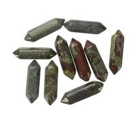 sourcing map 10 Pack Dragon Bloodstone Quartz Crystals, Polished Crystals Bulk Hexagonal Shaped Meditation Gemstone for Jewelry Making Energy Balance Accessories Gifts