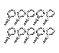 sourcing map 10 Pack Eye Bolts, M3 x 12mm 304 Stainless Steel Threaded EyeBolt Silver Eye Hooks with Nut for Hanging or Securing Cables