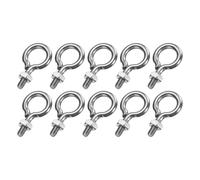 sourcing map 10 Pack Eye Bolts, M3 x 9mm 304 Stainless Steel Threaded EyeBolt Silver Eye Hooks with Nut for Hanging or Securing Cables