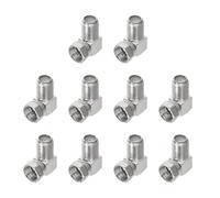 sourcing map 10 Pack Right Angle Coaxial Connector, F Female to F male Adapter 75 Ohm Coax Coaxial Extension Coupler for Broadcast, Antenna, Amplifier, CB Radio, Silver