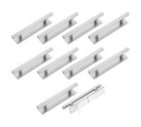 sourcing map 10 Pack Self-Stick Push Pull Helper, 6 Inch Plastic Adhesive Cabinet Handles Round Stick-on Handle for Kitchen Cabinet Window Sliding Closet Door Wardrobe(Silver)