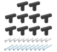 sourcing map 10 Pack Single Hole Cabinet Handles, 2"/50mm Square Bar Cabinet Knobs Stainless Steel Dresser Knobs t Bar Drawer Pulls for Cabinet Hardware, Black