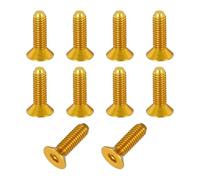 sourcing map 10 Pack Socket Head Screws, M3x10mm Aluminum Alloy Countersunk Head Hex Socket Screws Hardware Hexagon Flat Head Bolts for Model Accessories, Gold Tone