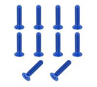 sourcing map 10 Pack Socket Head Screws, M3x14mm Aluminum Alloy Countersunk Head Hex Socket Screws Hardware Hexagon Flat Head Bolts for Model Accessories, Dark Blue