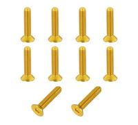 sourcing map 10 Pack Socket Head Screws, M3x14mm Aluminum Alloy Countersunk Head Hex Socket Screws Hardware Hexagon Flat Head Bolts for Model Accessories, Gold Tone