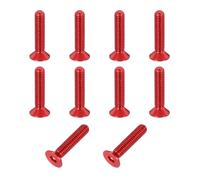 sourcing map 10 Pack Socket Head Screws, M3x14mm Aluminum Alloy Countersunk Head Hex Socket Screws Hardware Hexagon Flat Head Bolts for Model Accessories, Red