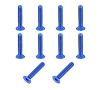 sourcing map 10 Pack Socket Head Screws, M3x16mm Aluminum Alloy Countersunk Head Hex Socket Screws Hardware Hexagon Flat Head Bolts for Model Accessories, Dark Blue