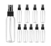 sourcing map 10 Pack Spray Bottles, 2 Oz/60ML Clear Empty Mist Plastic Mini Travel Bottle Set,Small Refillable Liquid Containers for Household Use, Essential Oil, Cleaning (Transparent Black)
