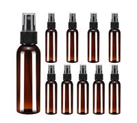 sourcing map 10 Pack Spray Bottles, 2Oz/60ML Reusable Clear Empty Mist Plastic Mini Travel Bottle Set,Small Refillable Liquid Containers for Household Use, Essential Oil, Cleaning (Brown Black)