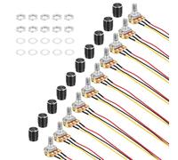 sourcing map 10 Pack WH148 Potentiometer B10K Ohm Single-Joint Variable Resistors 3 Terminals Linear Taper Rotary 20cm JST-XH2.54 Connector Wire With Knob Cap for Audio Volume Control