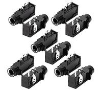 sourcing map 10 Pcs 1/4" 6.35mm Headphone Mono Jack 3 Pins PCB Panel Mount Socket Thread Lock Audio Connectors Stereo Headphone Socket for DIY Replacement AV Car Audio MP3 Player, Black