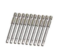 sourcing map 10 Pcs 1/4" x 65mm x 4.6mm x 4mm Magnetic Hex Hexagon Screwdriver Bits Gray