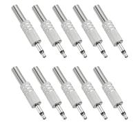 sourcing map 10 Pcs 1/8" TS Audio Male Plug, 3.5mm Mono Jack Plug Adapter Replacement, 1 Pole Solder Jack Cable Connector for Speaker Microphone Guitar (Carved Style, Silver Tone)