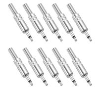 sourcing map 10 Pcs 1/8" TS Audio Male Plug, 3.5mm Mono Jack Plug Adapter Replacement, 1 Pole Solder Jack Cable Connector for Speaker Microphone Guitar (Silver Tone)