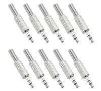 sourcing map 10 Pcs 1/8" TS Audio Male Plug, 3.5mm Mono Jack Plug Adapter Replacement, 2 Pole Solder Jack Cable Connector for Speaker Microphone Guitar (Carved Style, Silver Tone)