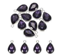 sourcing map 10 Pcs 10x14mm Alloy Glass Crystal Teardrop Charm, Shiny Teardrop Dangle charm for DIY Craft Accessories Necklace Bracelet Earring Jewelry Making, Violet