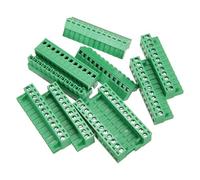 sourcing map 10 Pcs 12 Pin 5.08mm Pitch PCB Mount Screw Terminal Block Connector Male Plug, No Soldering Panel Mount Pluggable Type Connector 300V 10A for 24-12AWG Cable