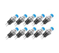 sourcing map 10 Pcs 1A 250V AC 7mm Mini Momentary Push Button Switch SPST NO Blue Switch Button with Soldering Foot for Electronic Devices