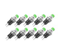 sourcing map 10 Pcs 1A 250V AC 7mm Mini Momentary Push Button Switch SPST NO Green Switch Button with Soldering Foot for Electronic Devices