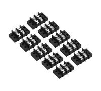 sourcing map 10 Pcs 2 Positions Terminal Block 300V 20A 9.5mm Pitch Dual Rows 2 Circuits DIN Row Screw Terminals Strip