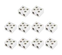 sourcing map 10 Pcs 2 Way Ceramics Terminal Blocks, 30A High Temp Porcelain Ceramic Electrical Connectors with Copper Conductors for 16 AWG-10 AWG Electric Wire Cable, 31x27x18.9mm