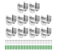 sourcing map 10 Pcs 28mm / 1.1 Inch Closet Rod Bracket Stainless Steel U-Shaped Rod Socket Flange Closet Rod Holder for Closet Rod, Silver