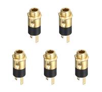 sourcing map 10 Pcs 3.5mm Gold Plating Vertical 3 Pins TRS Stereo Audio Socket Threaded with Hex Nut for Audio Headphone Radio PCB Panel CD Players