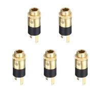 sourcing map 10 Pcs 3.5mm Gold Plating Vertical 3 Pins TRS Stereo Audio Socket Threaded with Round Nut for Audio Headphone Radio PCB Panel CD Players