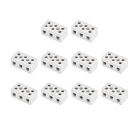 sourcing map 10 Pcs 3 Way Ceramics Terminal Blocks, 15A High Temp Porcelain Ceramic Electrical Connectors with Copper Conductors for 20 AWG-12 AWG Electric Wire Cable, 41x23.3x18.9mm
