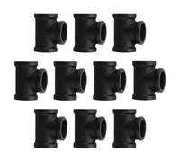 sourcing map 10 Pcs 3-Way Tee Pipe Connectors, 3/4" NPT Female T-Shaped Pipe Fitting Malleable Iron Plumbing Fittings for Industrial Shelving Decor Furniture DIY Projects