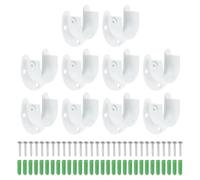 sourcing map 10 Pcs 32mm / 1-1/4" Inch Closet Rod Bracket Stainless Steel U-Shaped Rod Socket Flange Closet Rod Holder for Closet Rod, White